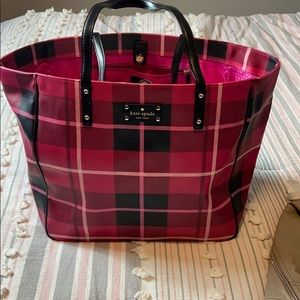 Kate Spade NY Ellison Ave Plaid Pink Black Tote